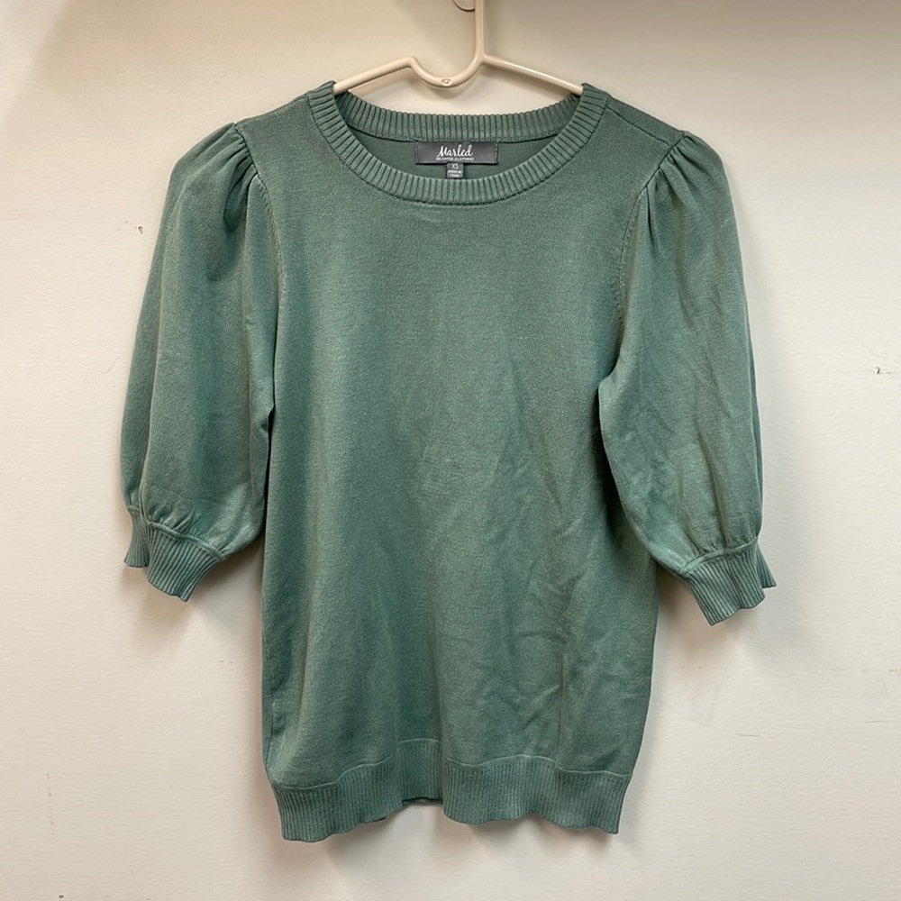 Marled Puff Sleeve Sweater